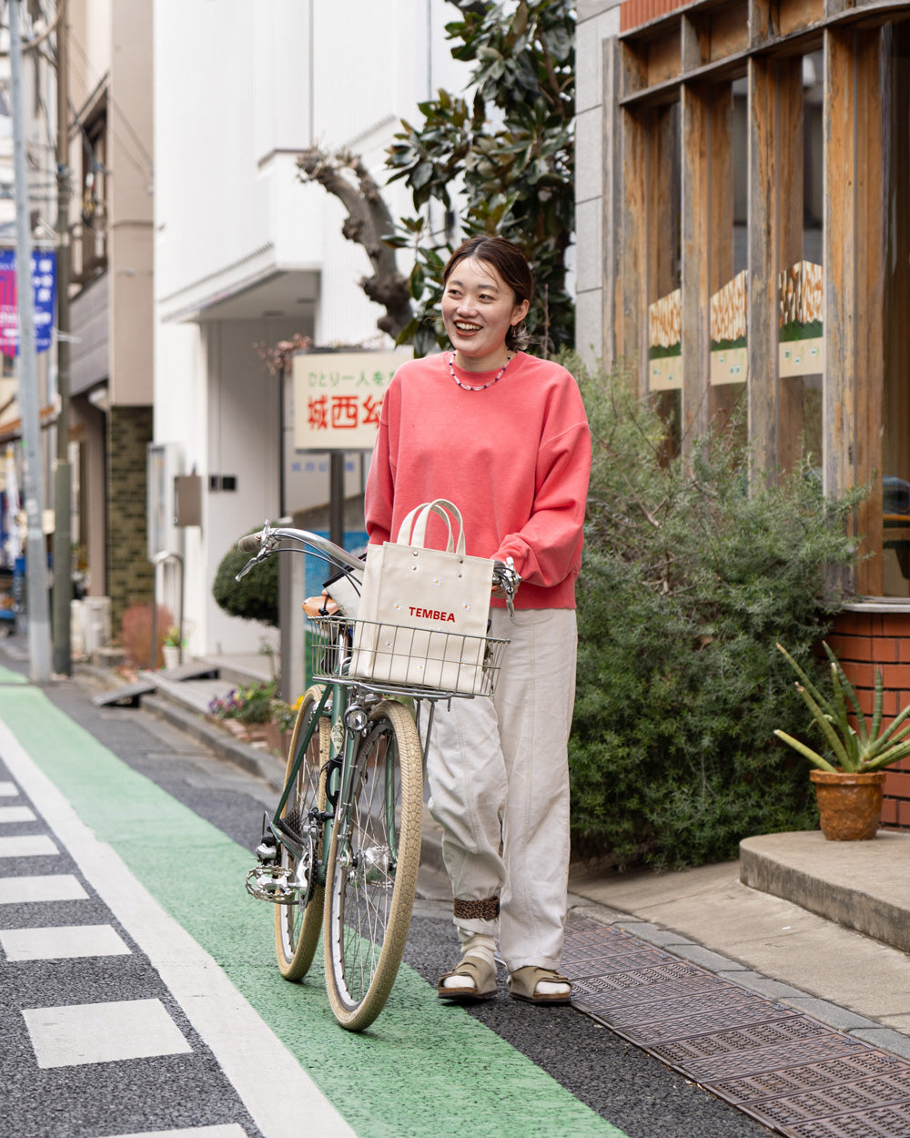 TEMBEA×Friday PAPER TOTE SMALL "Flower Embroidery" NATURAL
