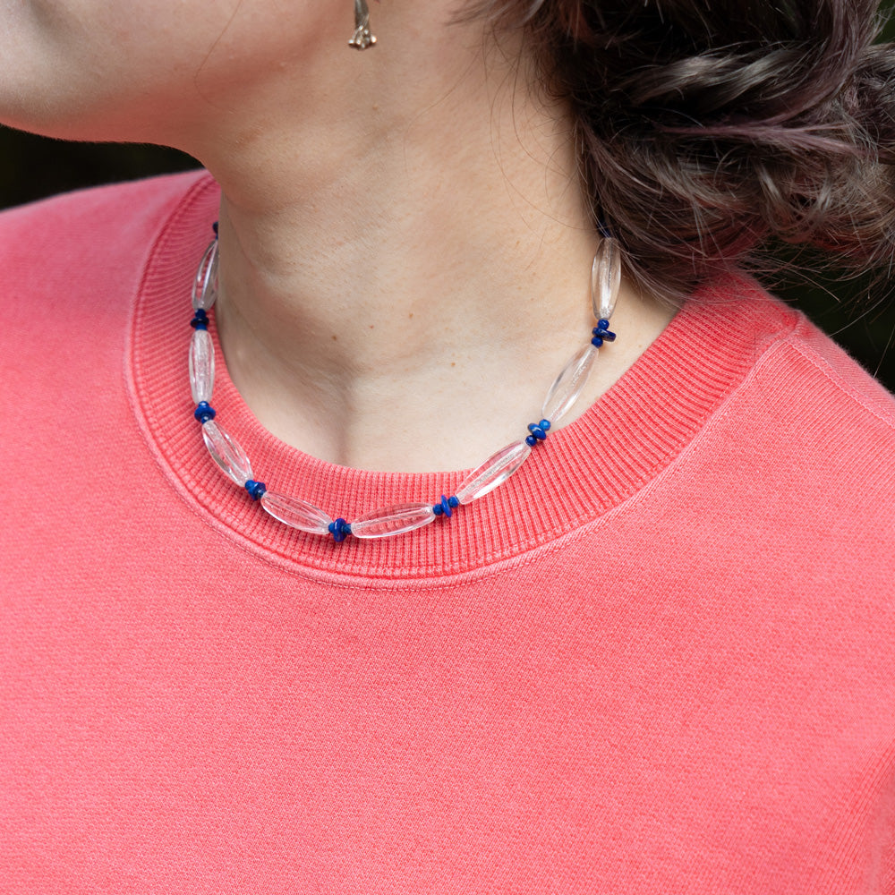 Melanie Decourcey Czech glass beads alternating with Lapiz Lazuli