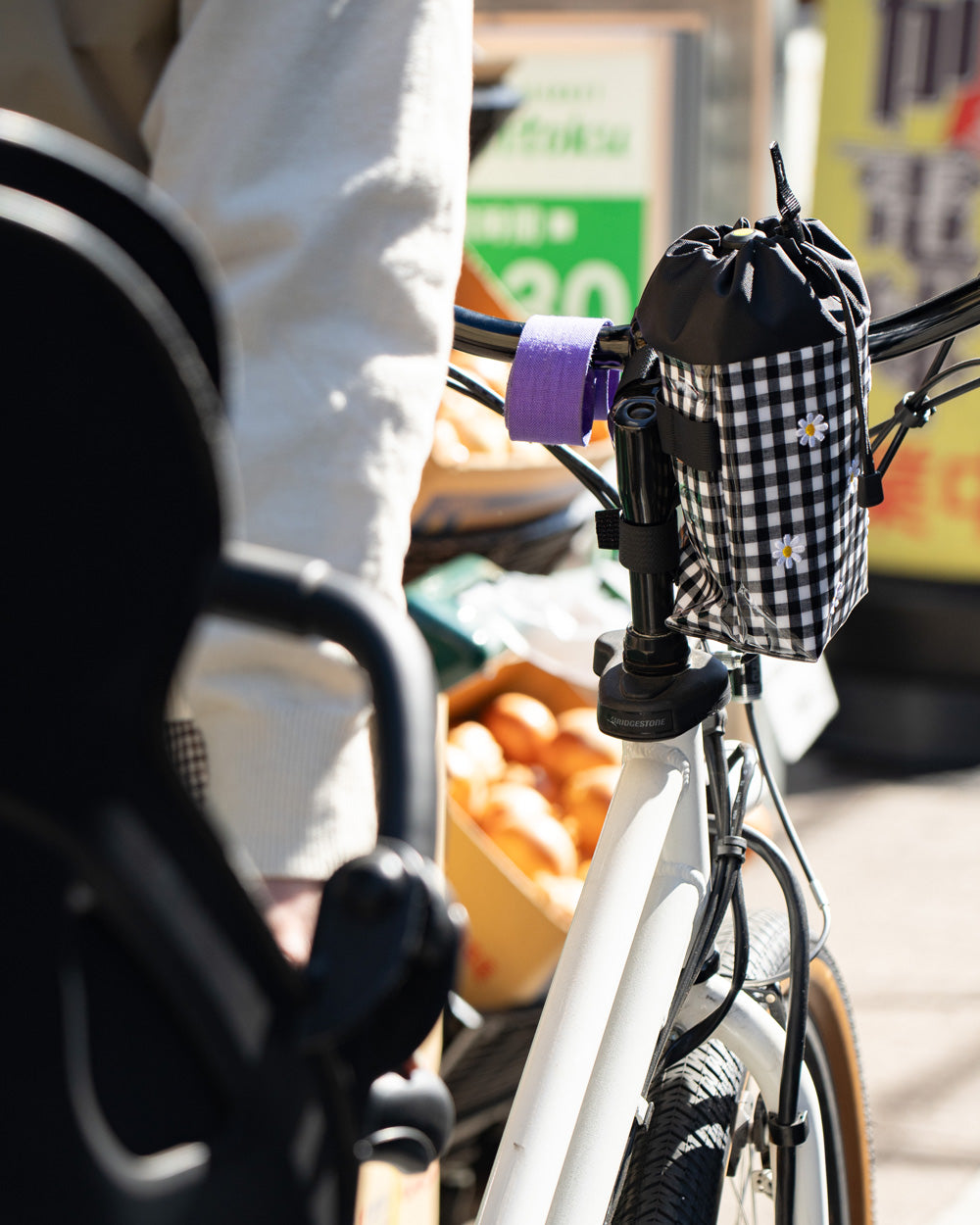 TEMBEA×Friday STEM BAG "Flower Embroidery" GINGHAM BLACK
