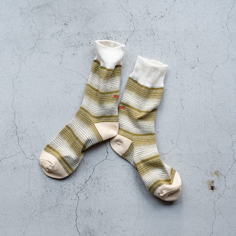 ROTOTO HORIZONTAL STRIPE CREW SOCKS
