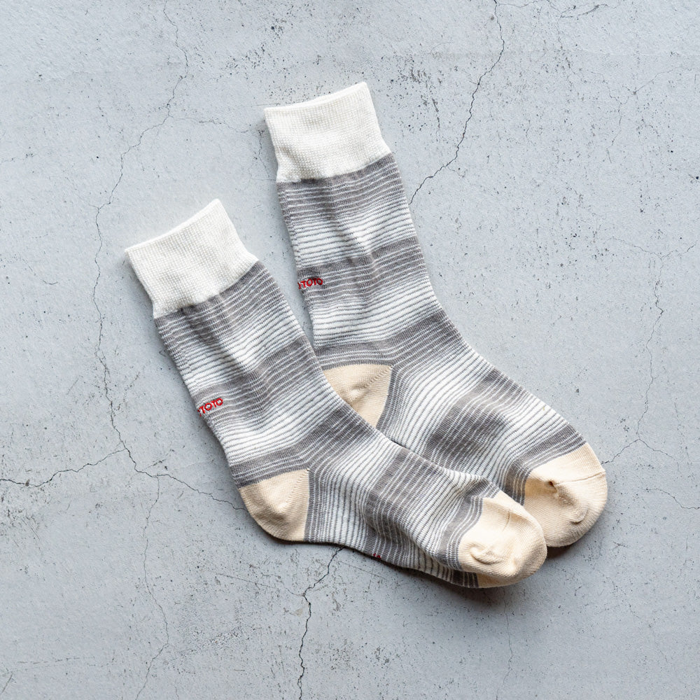 ROTOTO HORIZONTAL STRIPE CREW SOCKS