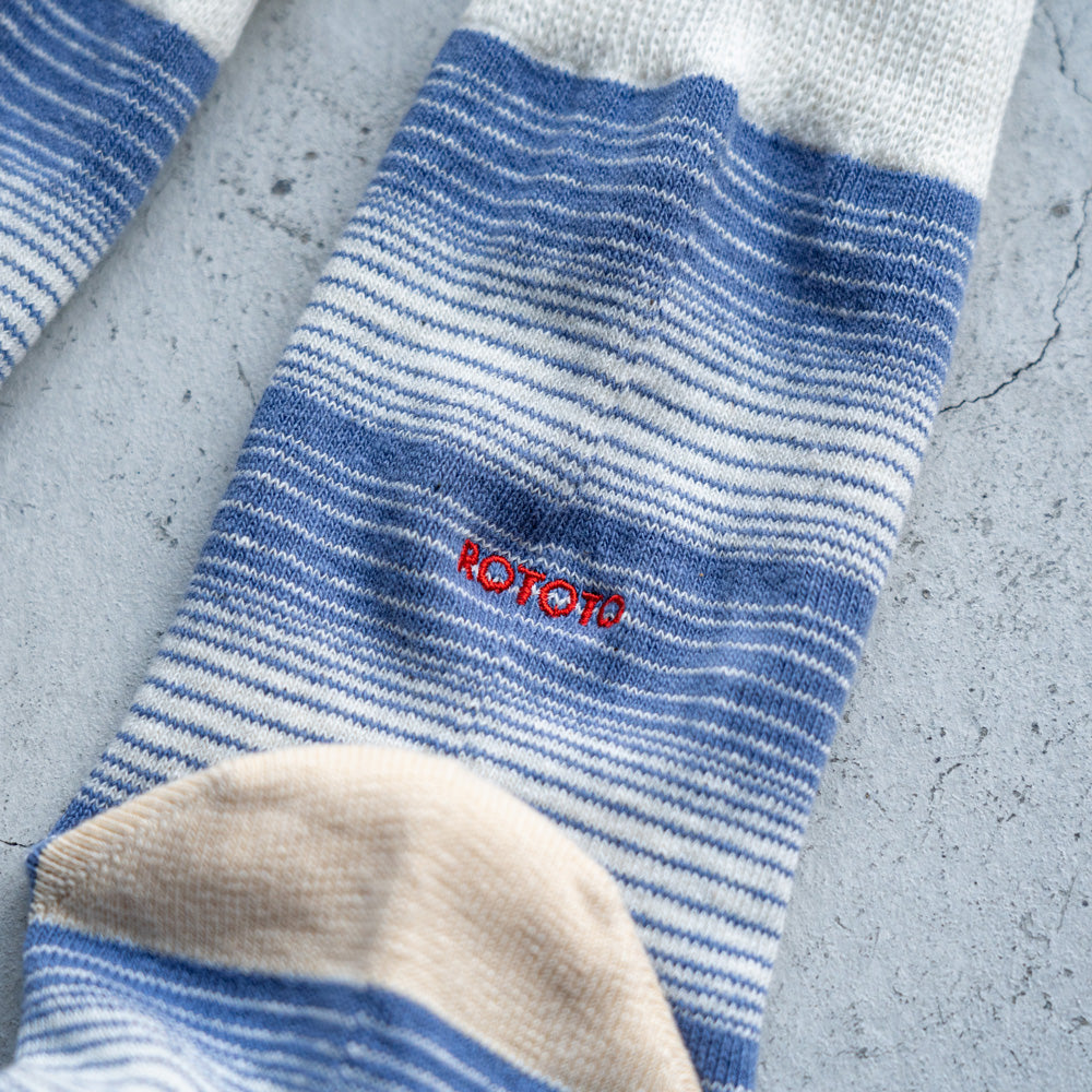 ROTOTO HORIZONTAL STRIPE CREW SOCKS