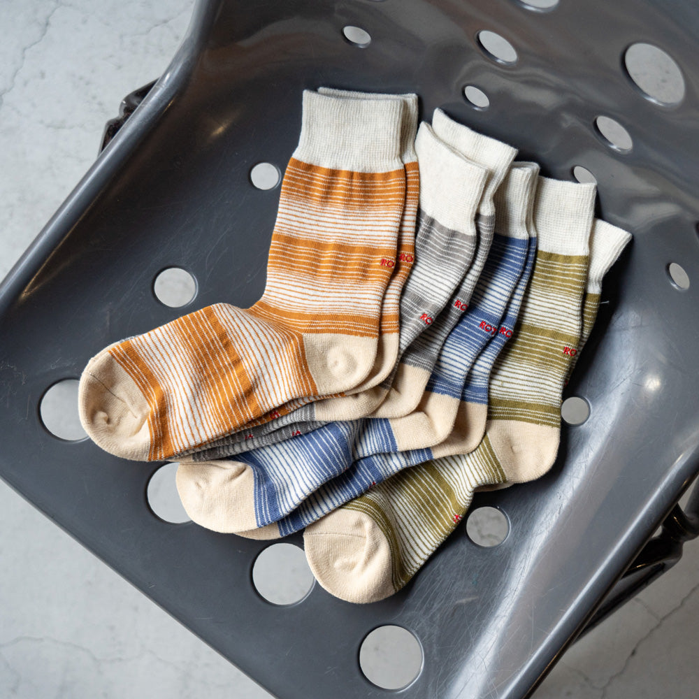 ROTOTO HORIZONTAL STRIPE CREW SOCKS