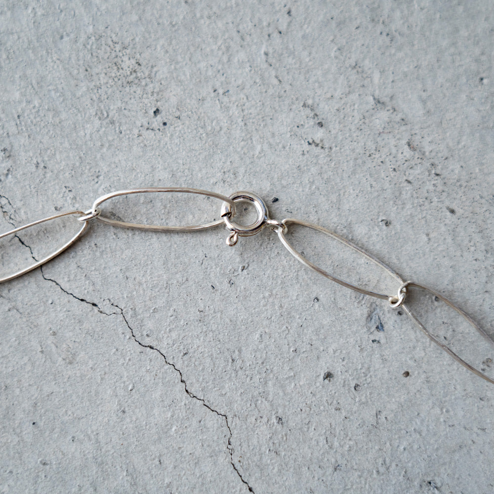 Melanie Decourcey Oval silver links with Vintage mother of pearl parts