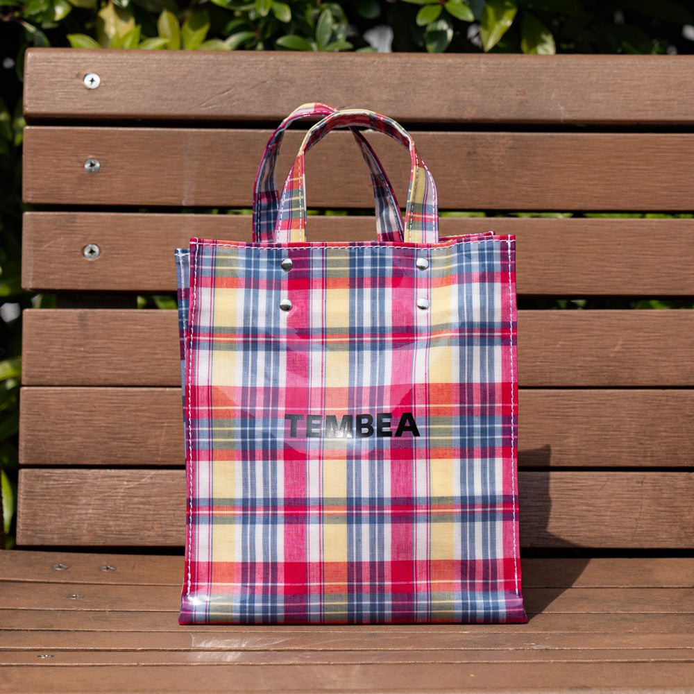 TEMBEA PAPER TOTE SMALL -MADRAS CHECK