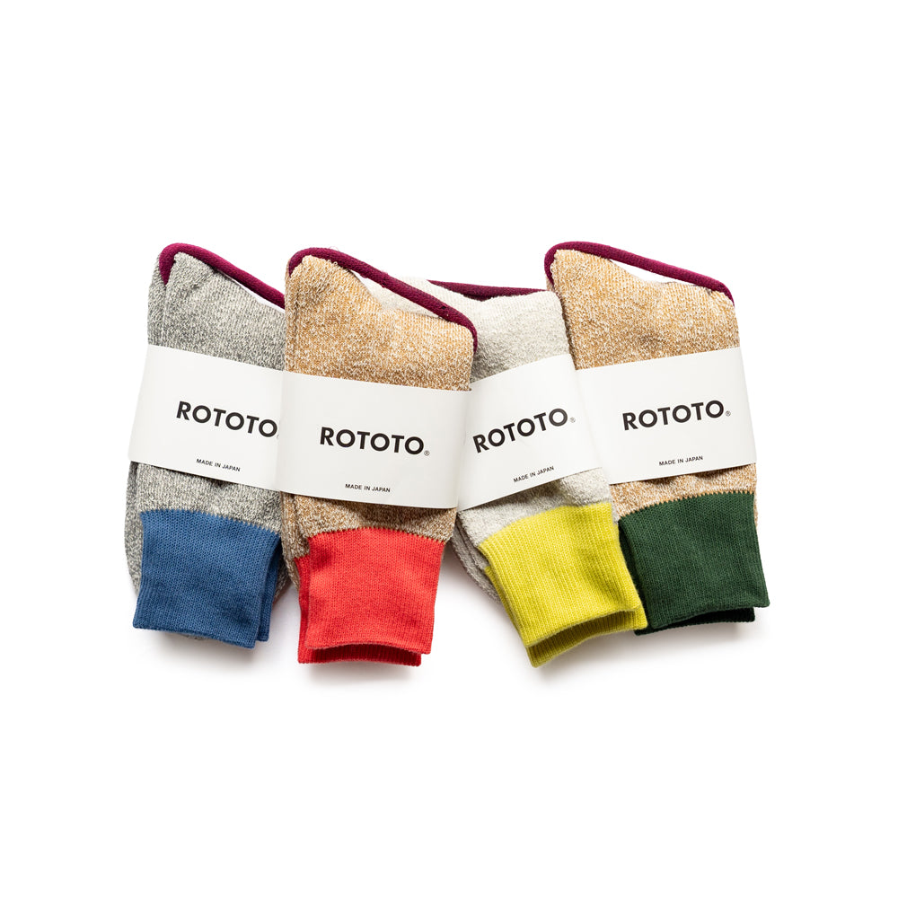 ROTOTO DOUBLE FACE CREW SOCKS ”SILK & COTTON”