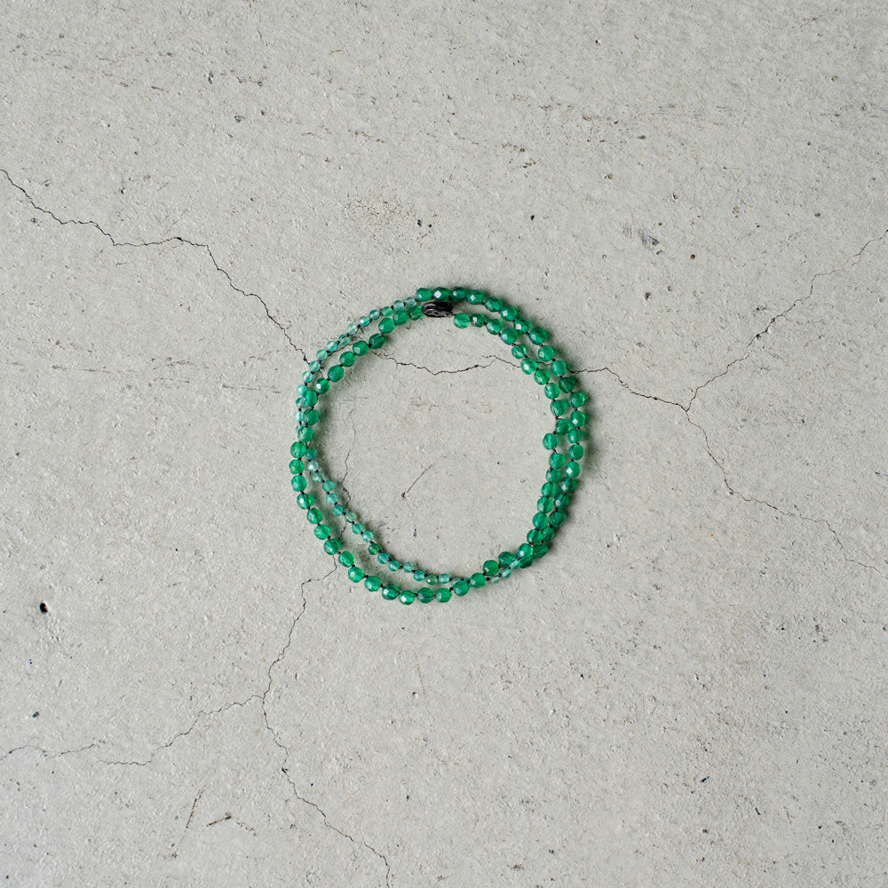 Melanie DeCourcey Different size green agate DNA double bracelet
