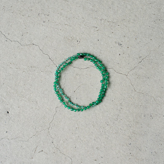 Melanie DeCourcey  Different size green agate DNA double bracelet