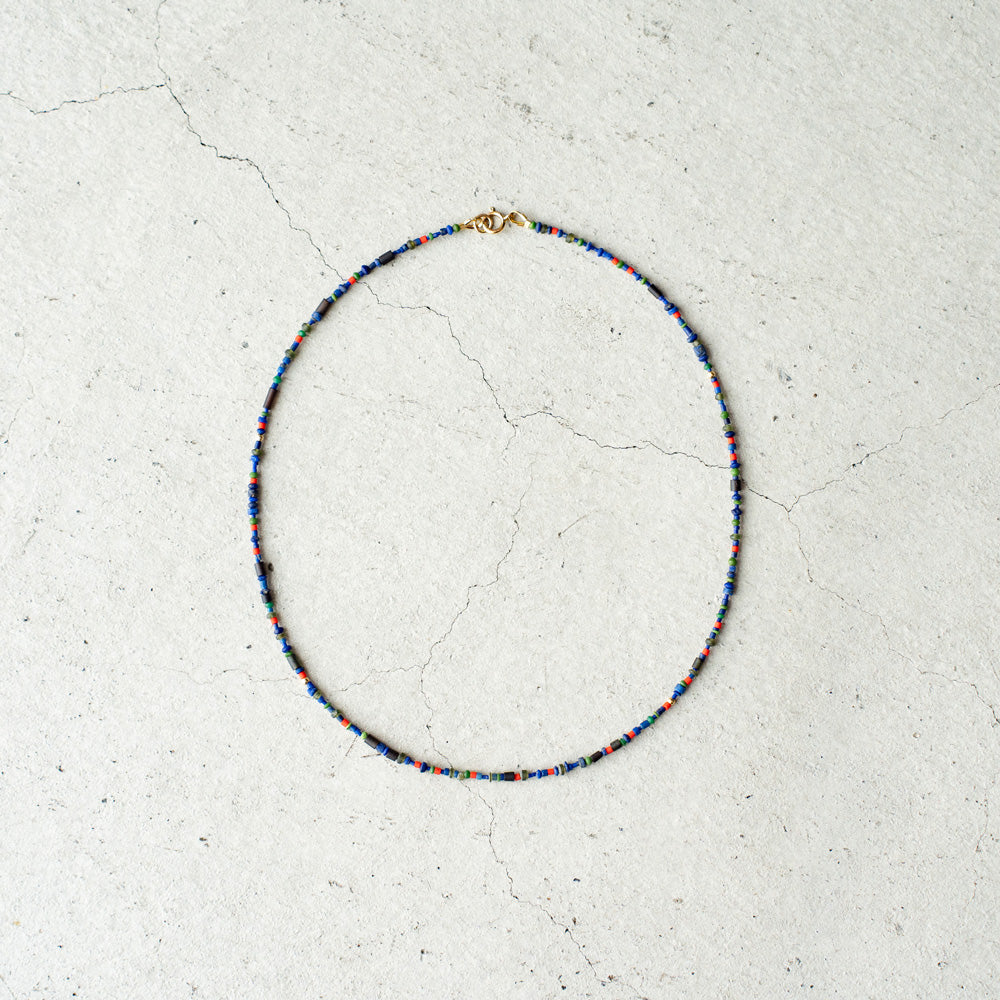 Melanie DeCourcey Beaded necklace -Lapis lazuli, malachite, serpentine, gold fill detail