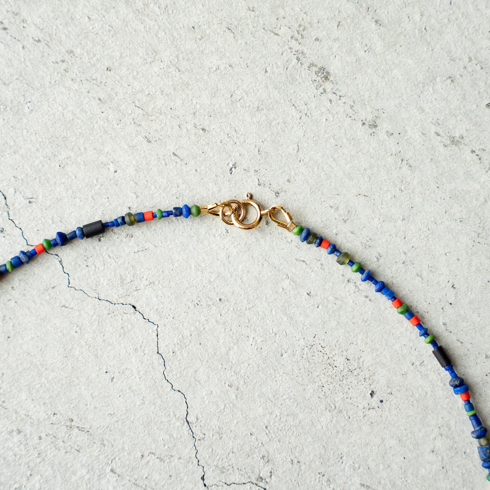 Melanie DeCourcey Beaded necklace -Lapis lazuli, malachite, serpentine, gold fill detail