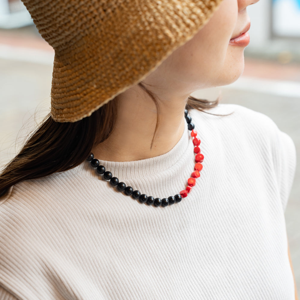 Melanie DeCourcey Matt onyx with dyed coral