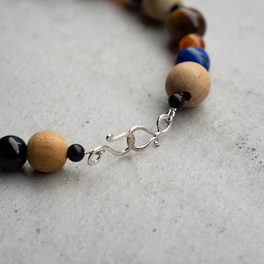 Melanie DeCourcey Wood, lapis lazuli, carnelian agate, onyx and tiger eye necklace
