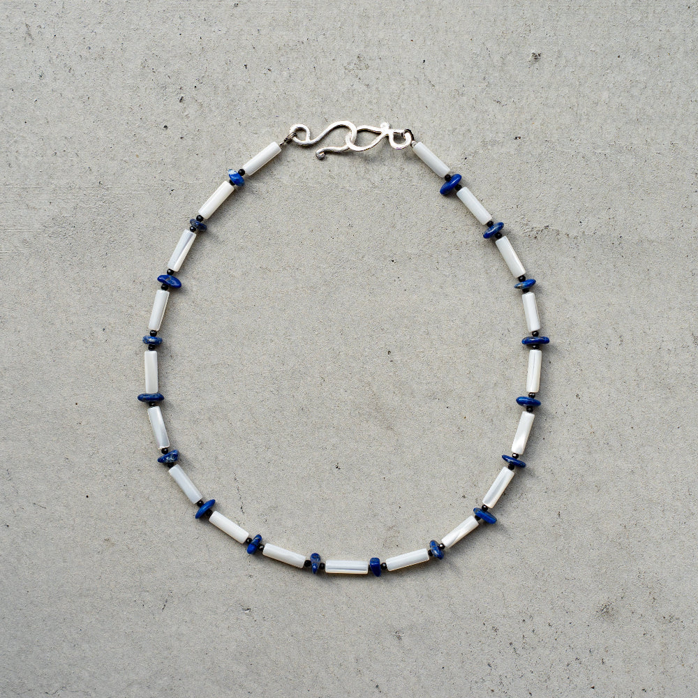 Melanie DeCourcey White mother of pearl with black tourmaline and