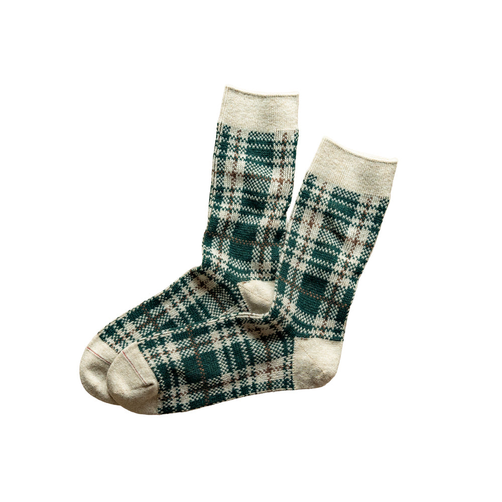 ROTOTO CHECK PATTERN MERINO SOCKS