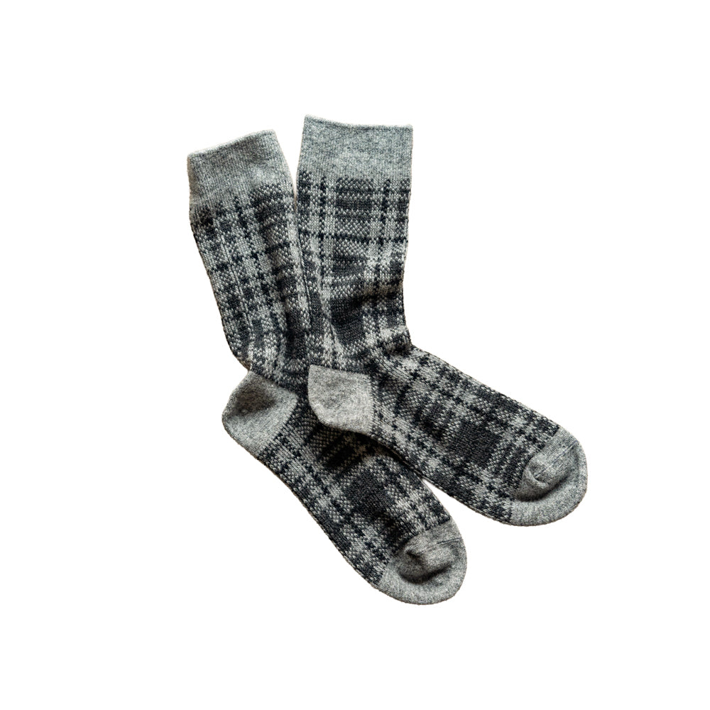 ROTOTO CHECK PATTERN MERINO SOCKS
