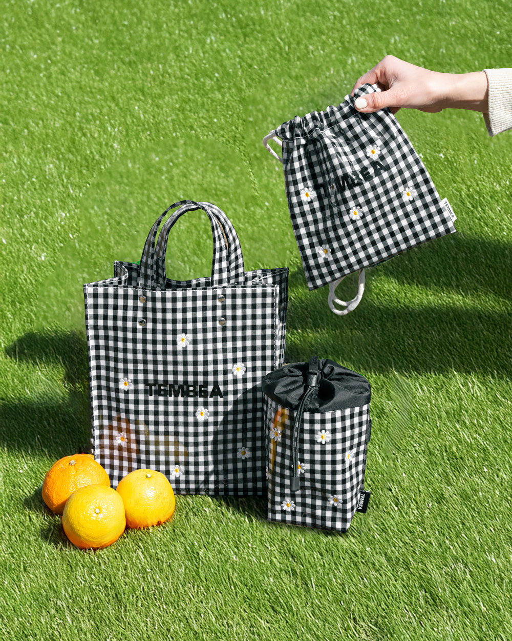 TEMBEA×Friday POCHETTE "Flower Embroidery" GINGHAM BLACK