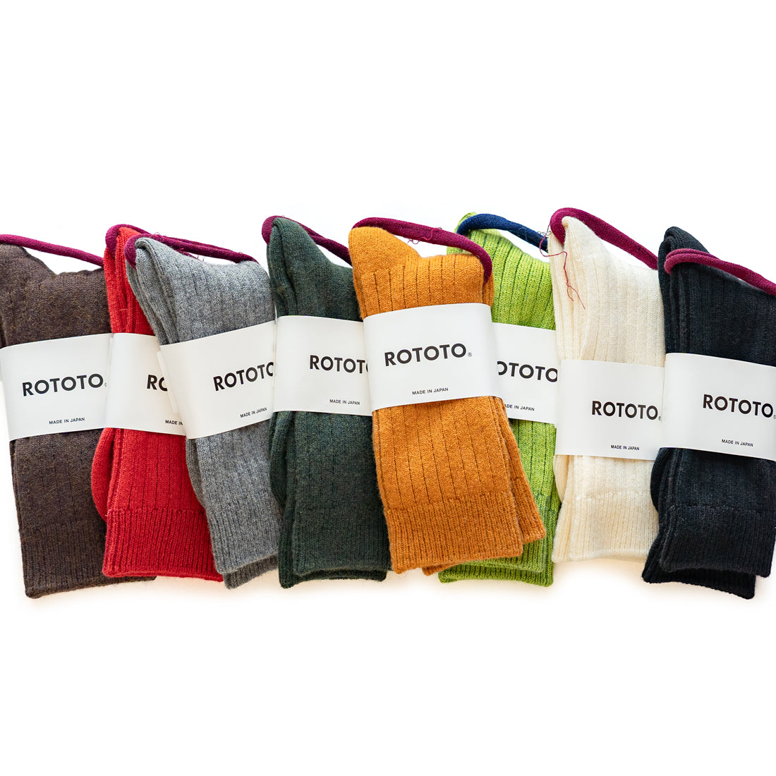 ROTOTO COTTON WOOL RIBBED CREW SOCKS