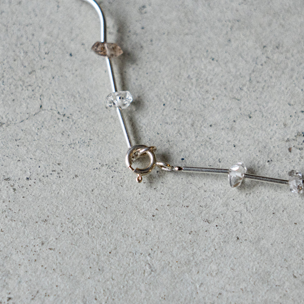 Melanie DeCourcey Silver wave parts with black/white herkimer diamonds