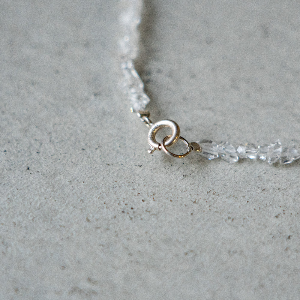 Melanie DeCourcey White harkimer diamonds with black unpolished raw daiamonds