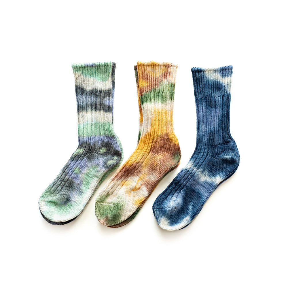 ROTOTO CHUNKY RIBBED CREW SOCKS ”TIE DYE”