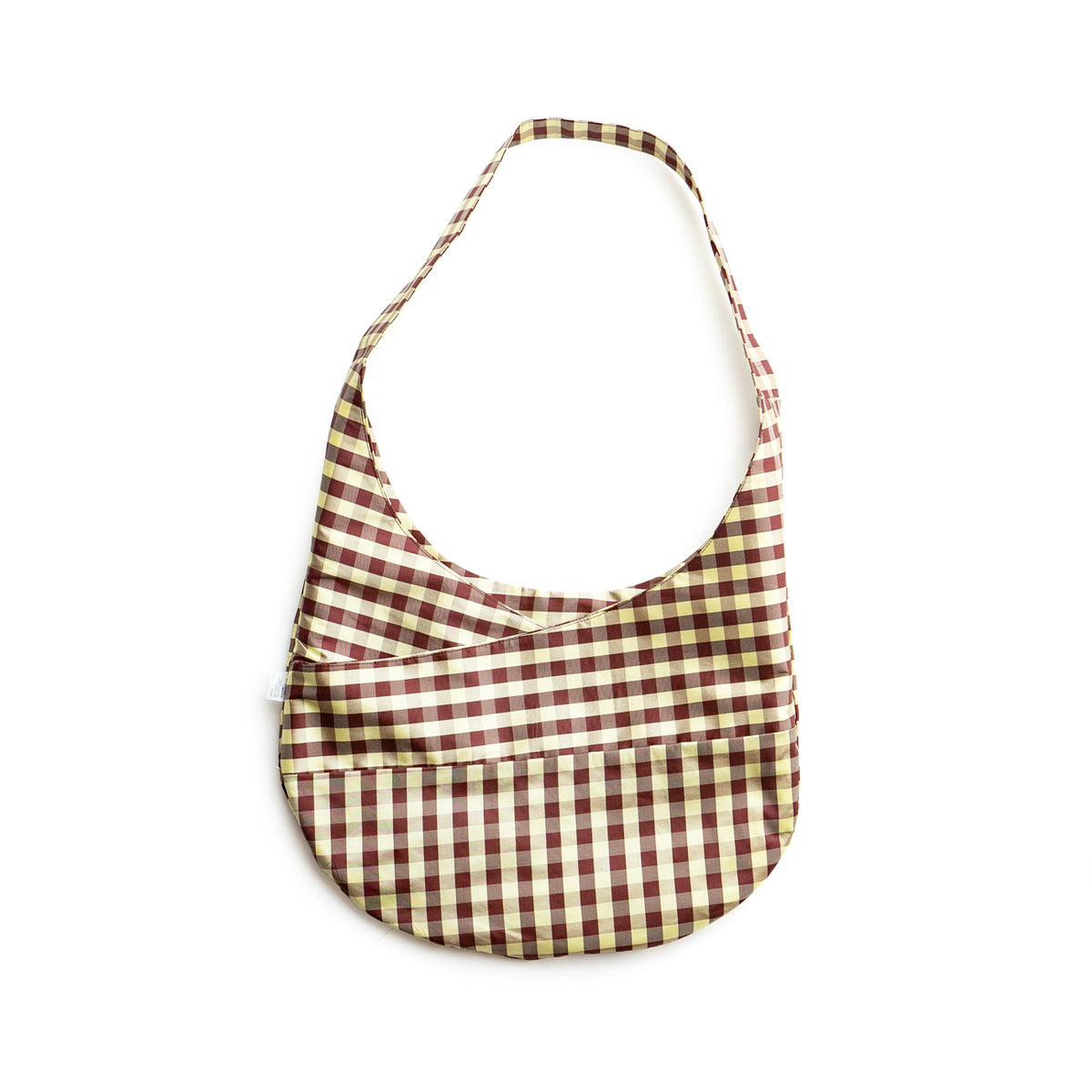 COA NYC HOBO CROSSBODY BAG IN GINGHAM BURGANDY YELLOW