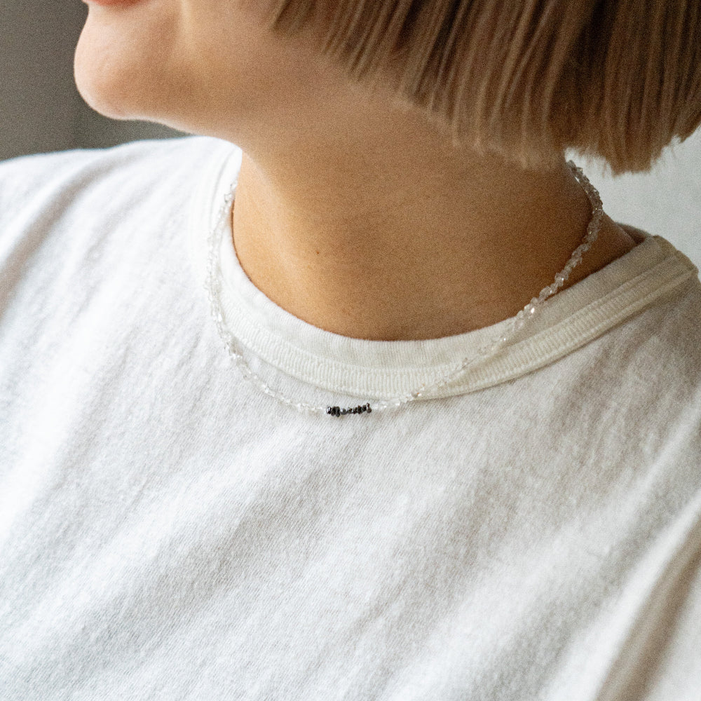 Melanie DeCourcey White harkimer diamonds with black unpolished raw daiamonds