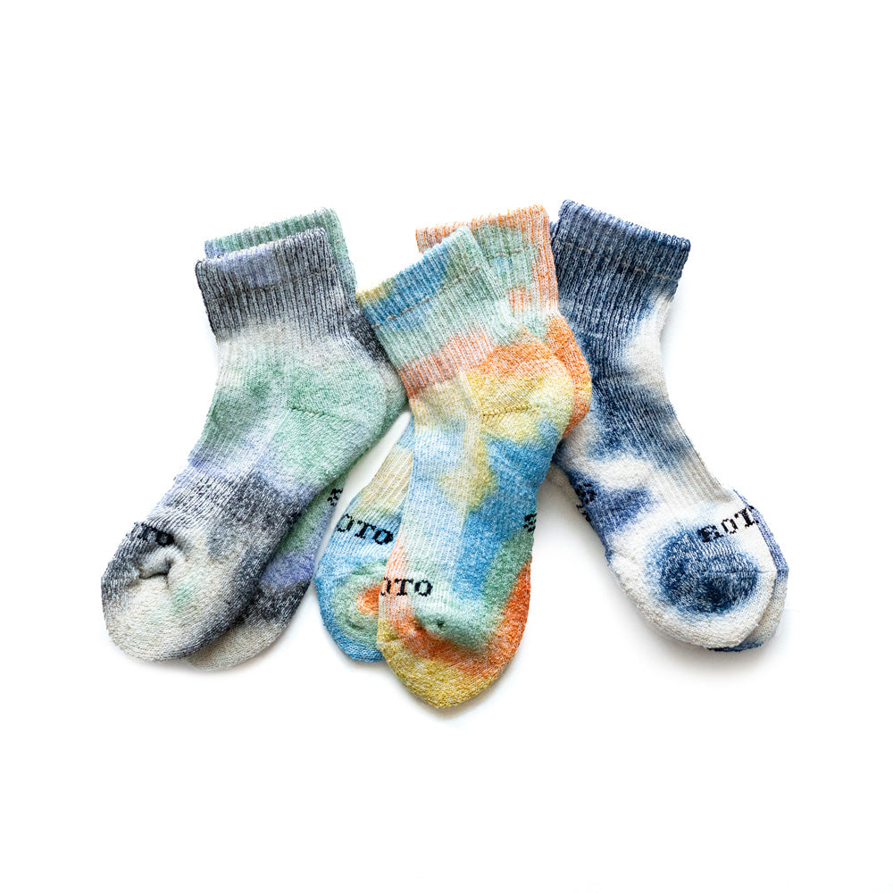 ROTOTO HEMP/ORGANIC COTTON PILE ANKLE SOCKS”TIE DYE”