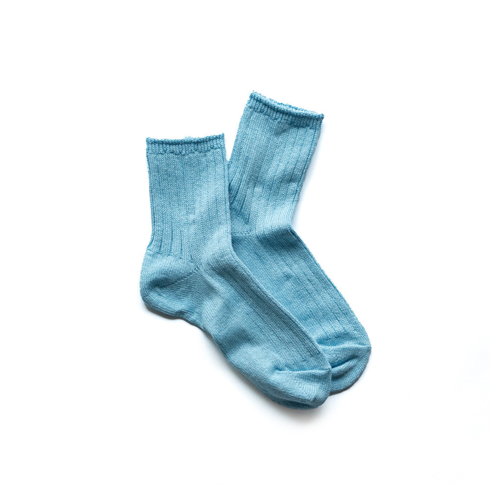 ROTOTO LINEN COTTON RIBBED ANKLE SOCKS