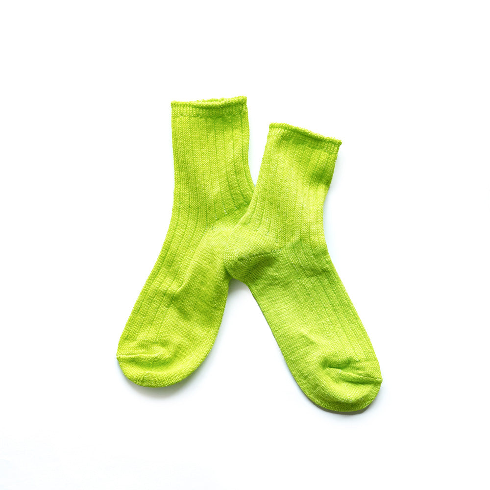 ROTOTO LINEN COTTON RIBBED ANKLE SOCKS
