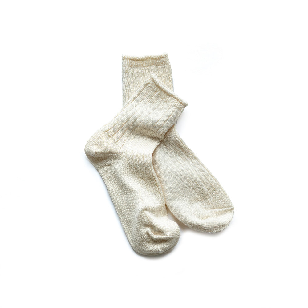 ROTOTO LINEN COTTON RIBBED ANKLE SOCKS