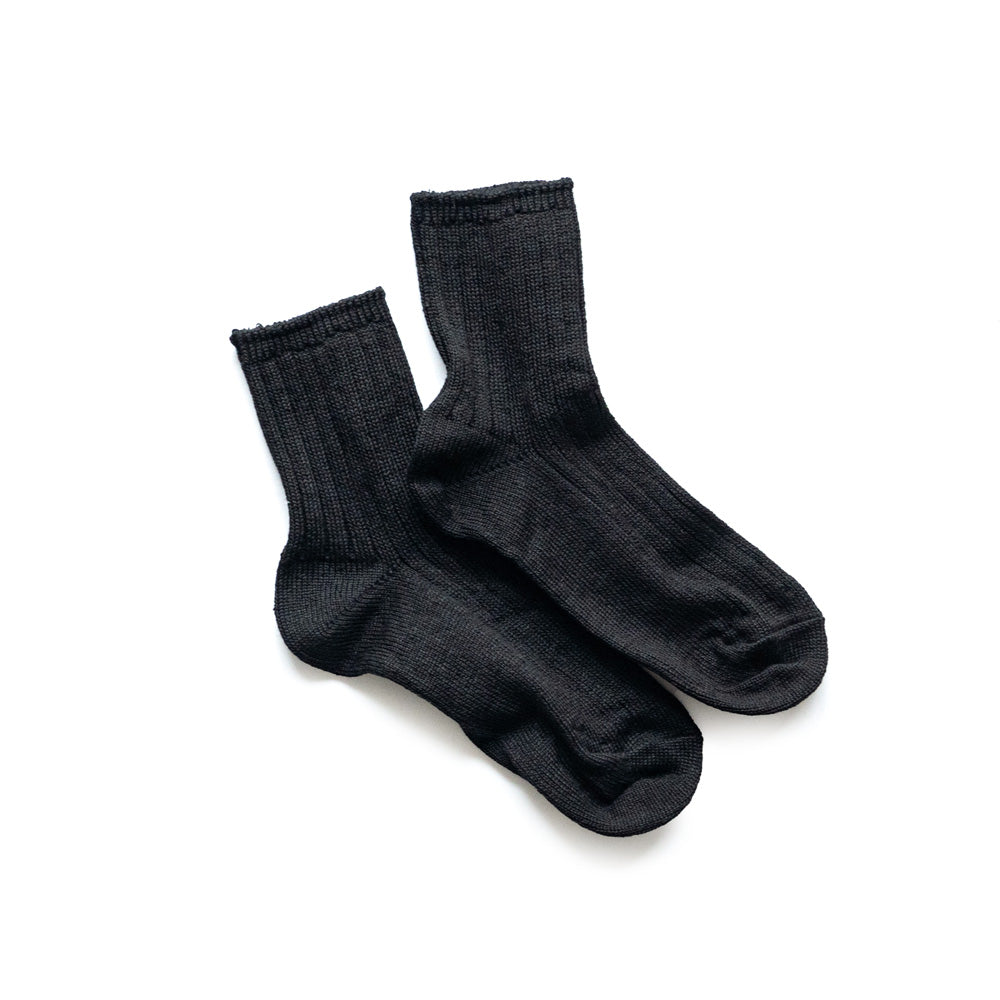 ROTOTO LINEN COTTON RIBBED ANKLE SOCKS