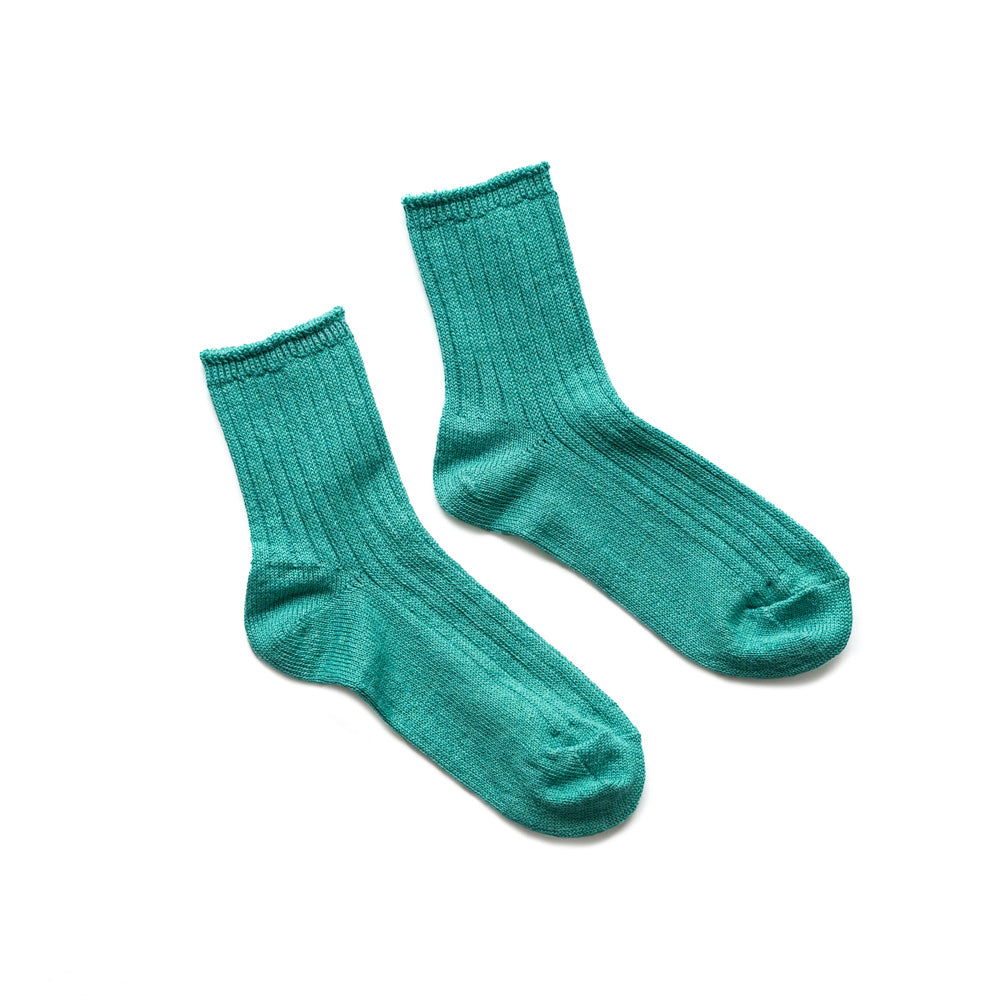 ROTOTO LINEN COTTON RIBBED ANKLE SOCKS