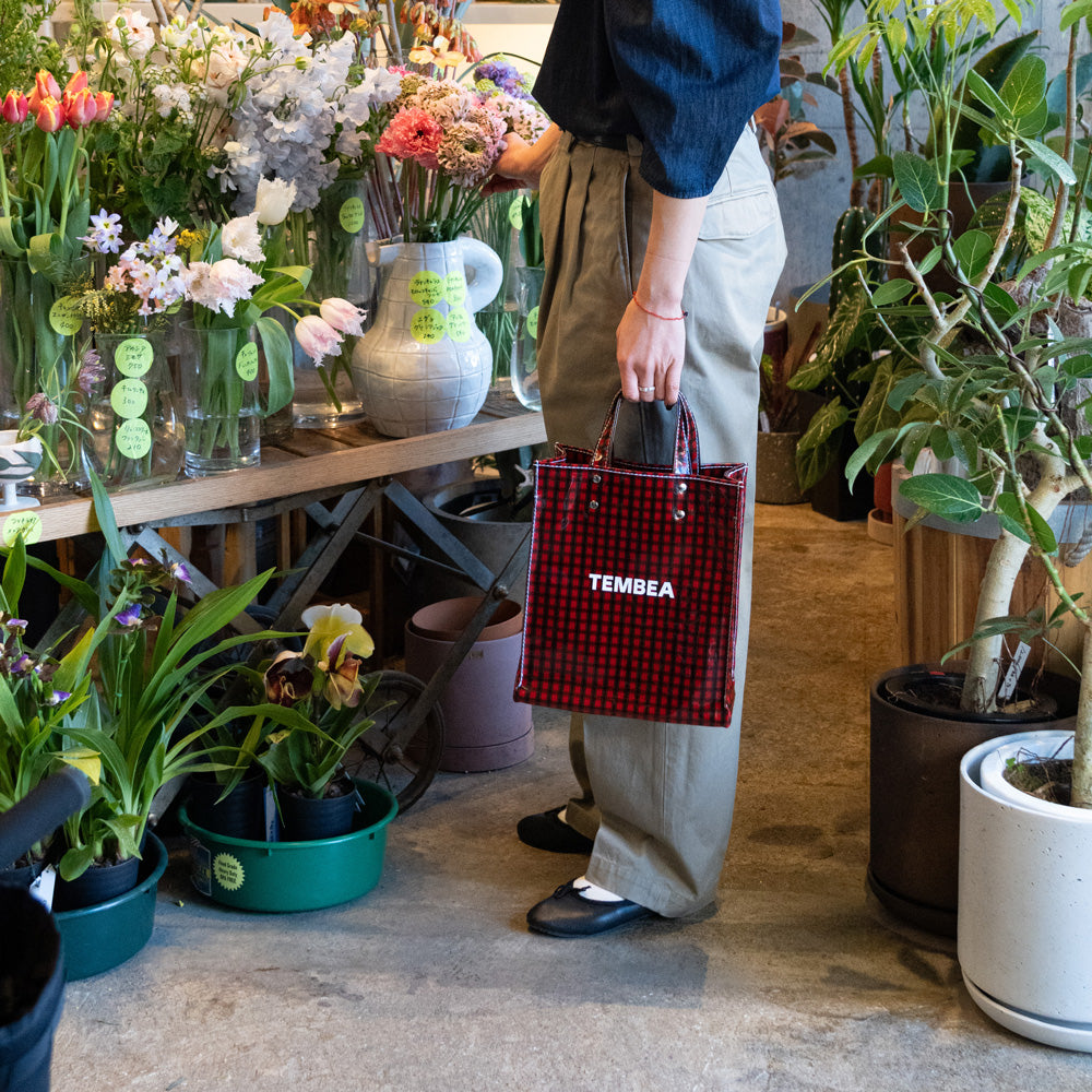 TEMBEA PAPER TOTE SMALL -CHECK