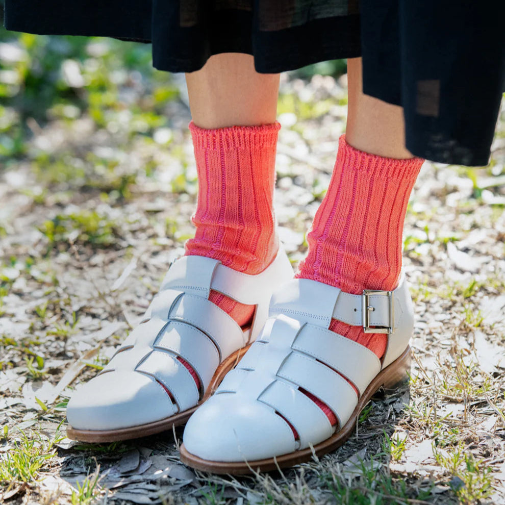 ROTOTO LINEN COTTON RIBBED ANKLE SOCKS