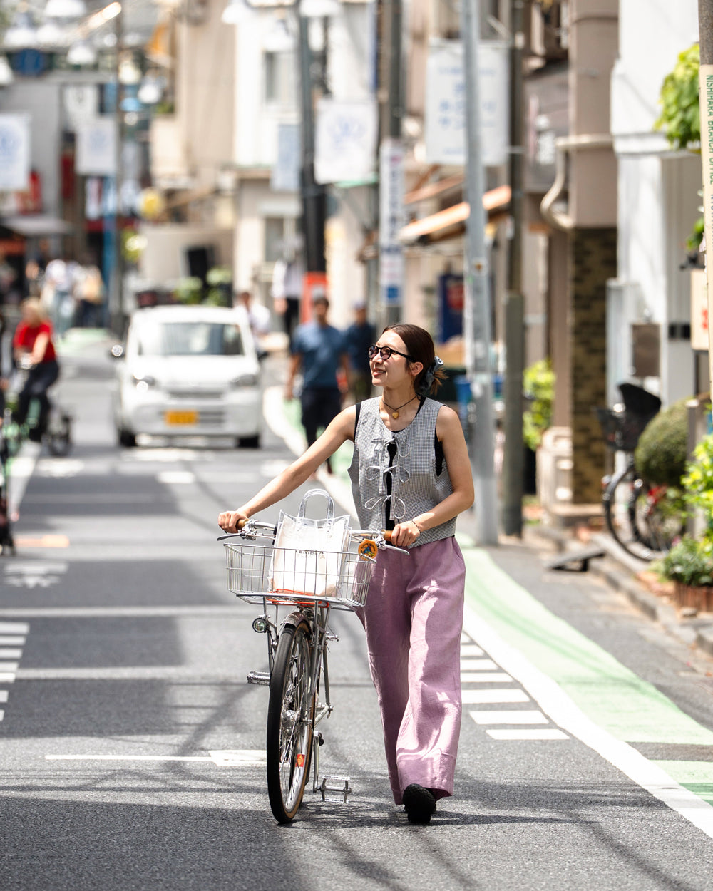 Americana × Friday  2way vest -White check