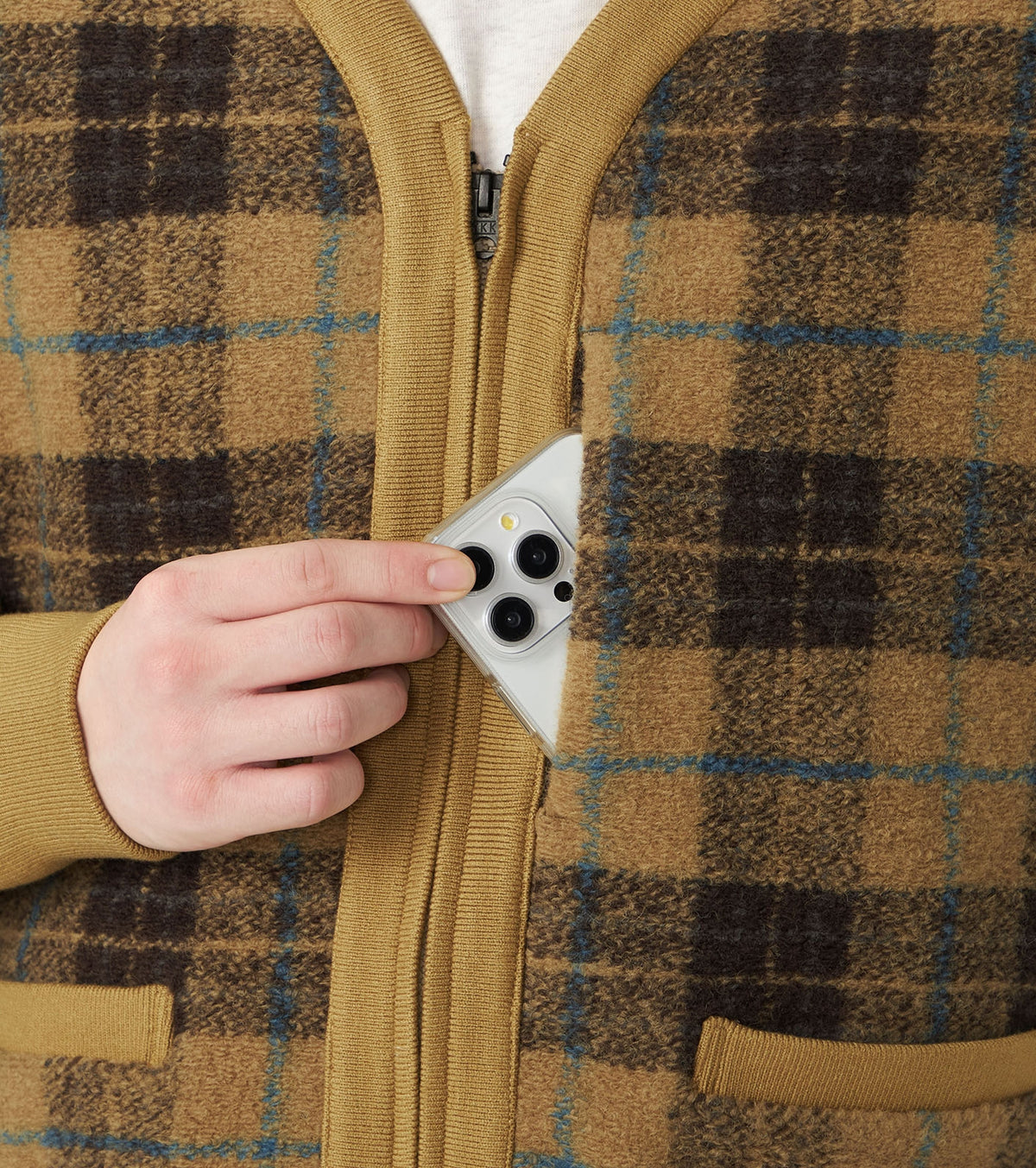 THE NORTH FACE PURPLE LABEL  PLAS Plaid Fleece Field Cardigan
