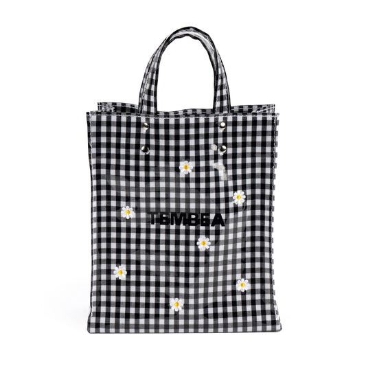 TEMBEA×Friday　PAPER TOTE SMALL  "Flower Embroidery"  GINGHAM BLACK