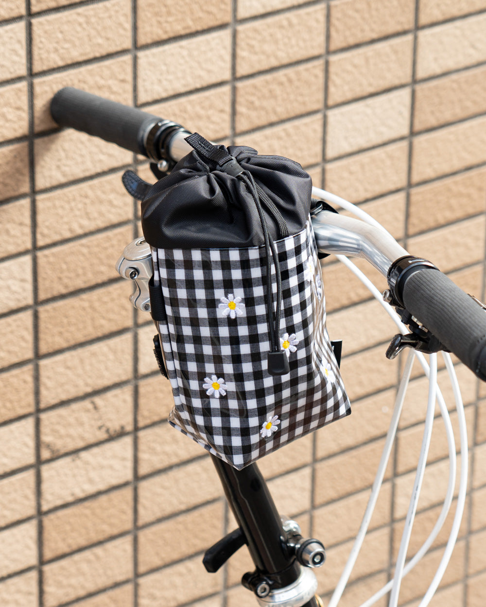TEMBEA×Friday  STEM BAG "Flower Embroidery"  GINGHAM BLACK