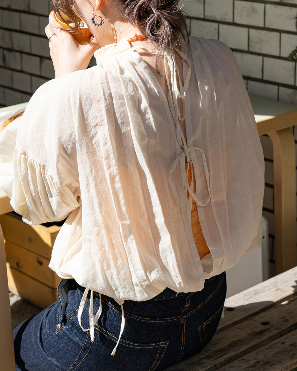 nakes design Cotton Chiffon 2way Blouse