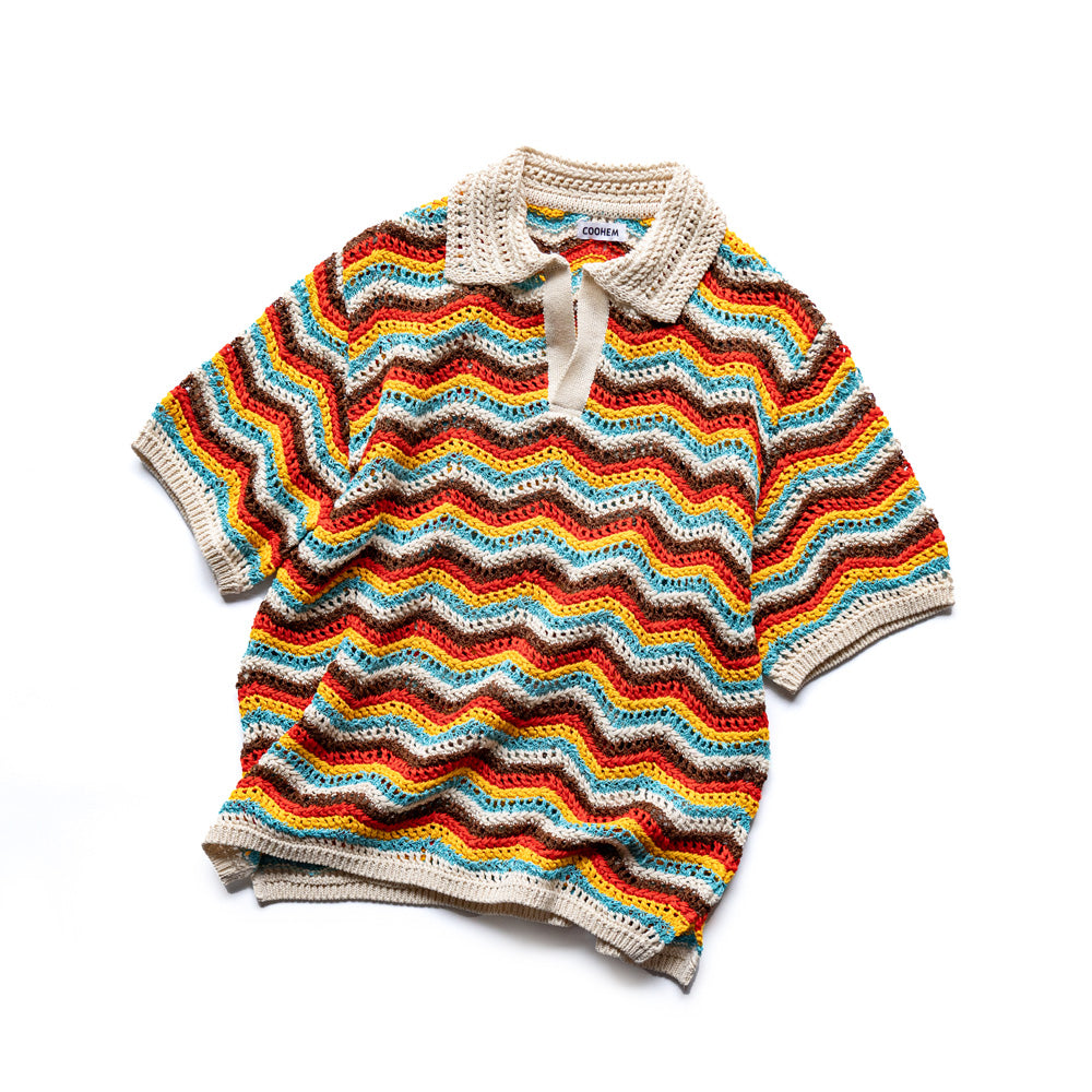 COOHEM ZIGZAG SUKASHI KNIT PULLOVER