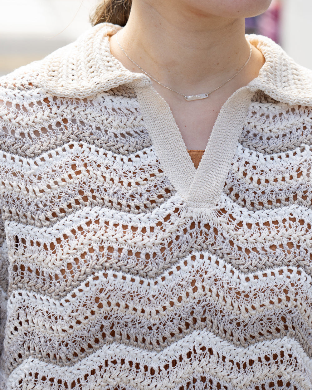 COOHEM ZIGZAG SUKASHI KNIT PULLOVER