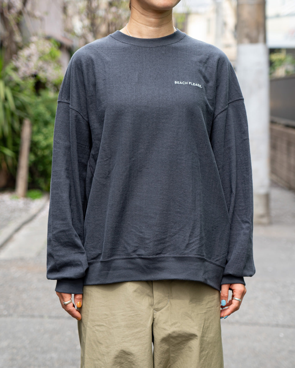 Americana REVERSE WEAVE L/S TEE "BEACH PLEASE"