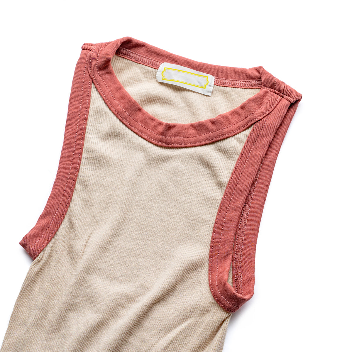 Ohh! × Friday  Cotton silk rib tank -Beige