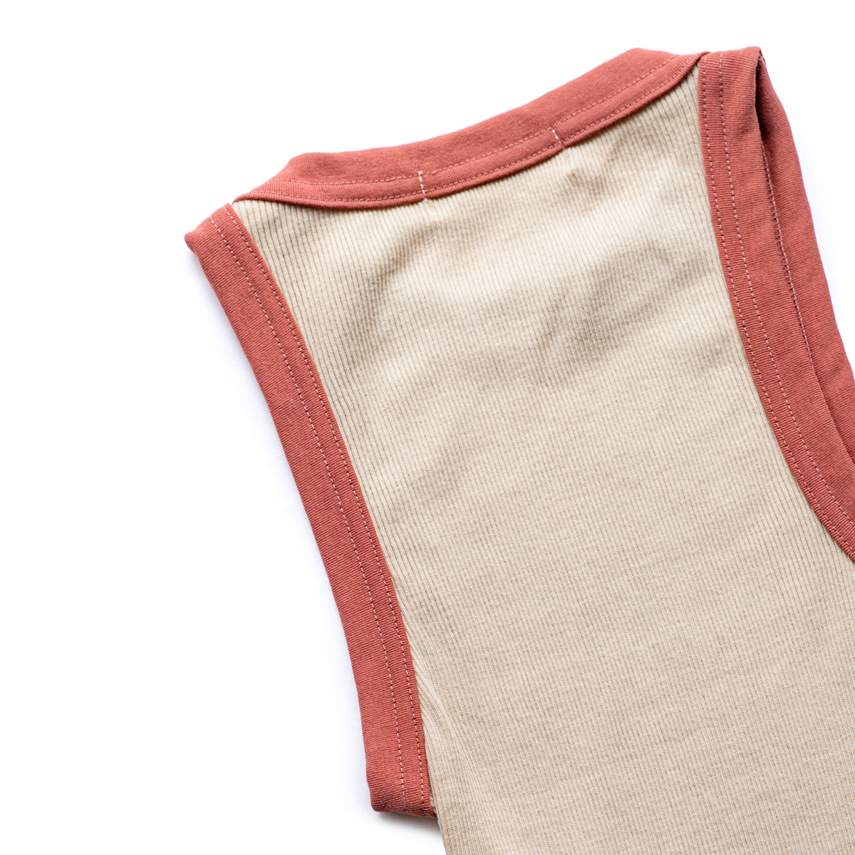 Ohh! × Friday  Cotton silk rib tank -Beige