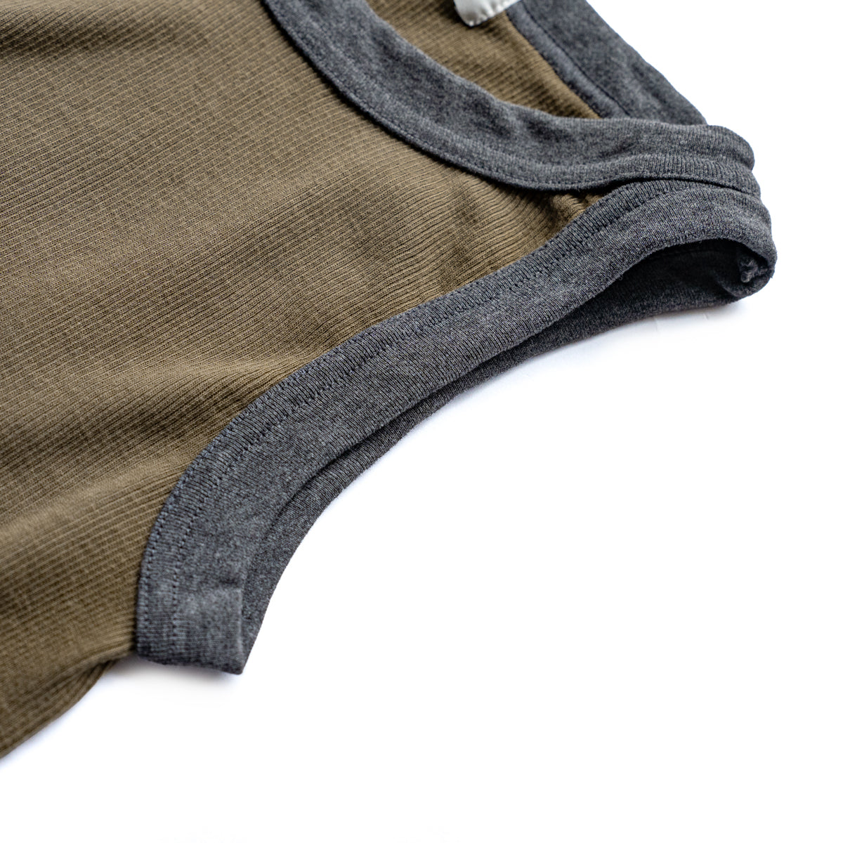 Ohh! × Friday  Cotton silk rib tank -Khaki