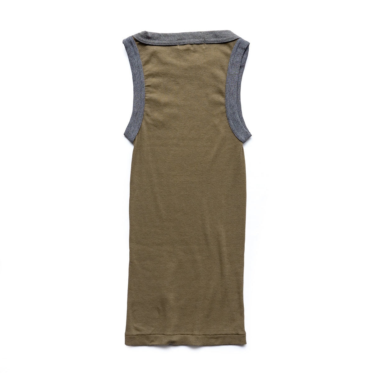 Ohh! × Friday  Cotton silk rib tank -Khaki
