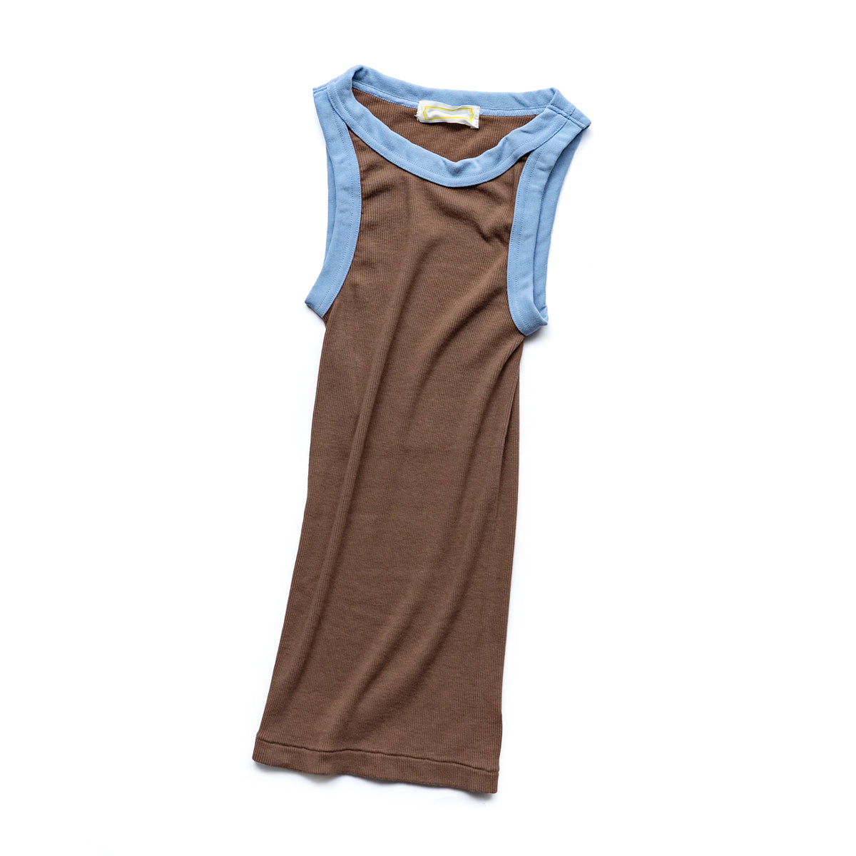 Ohh! × Friday  Cotton silk rib tank -Brown