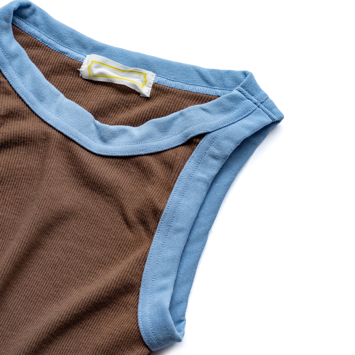 Ohh! × Friday  Cotton silk rib tank -Brown