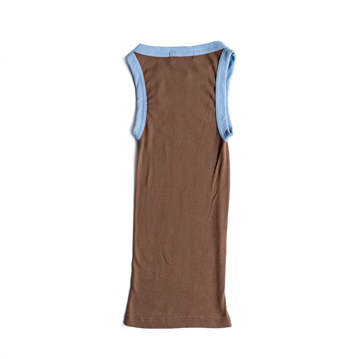 Ohh! × Friday  Cotton silk rib tank -Brown