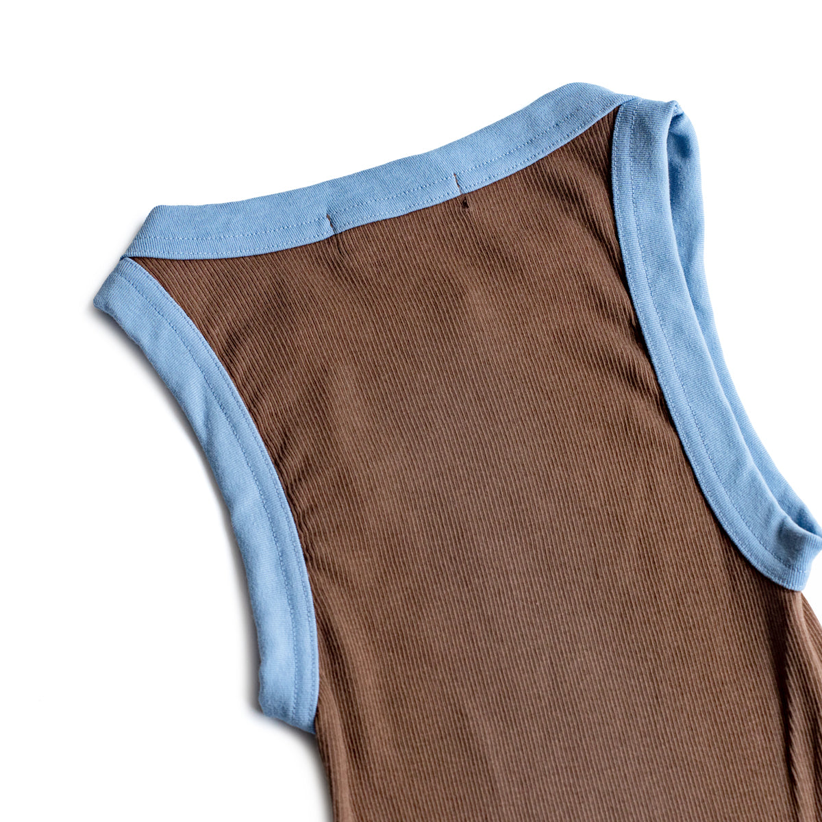 Ohh! × Friday  Cotton silk rib tank -Brown